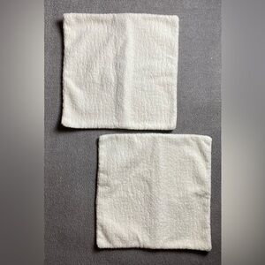 Set of Two White Textured Pillow Covers- 16”x16”